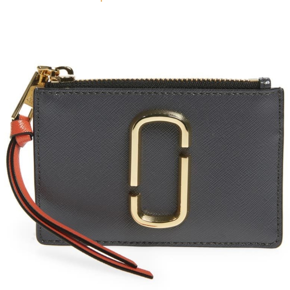Marc Jacobs Grey Card Holder with Orange Strap